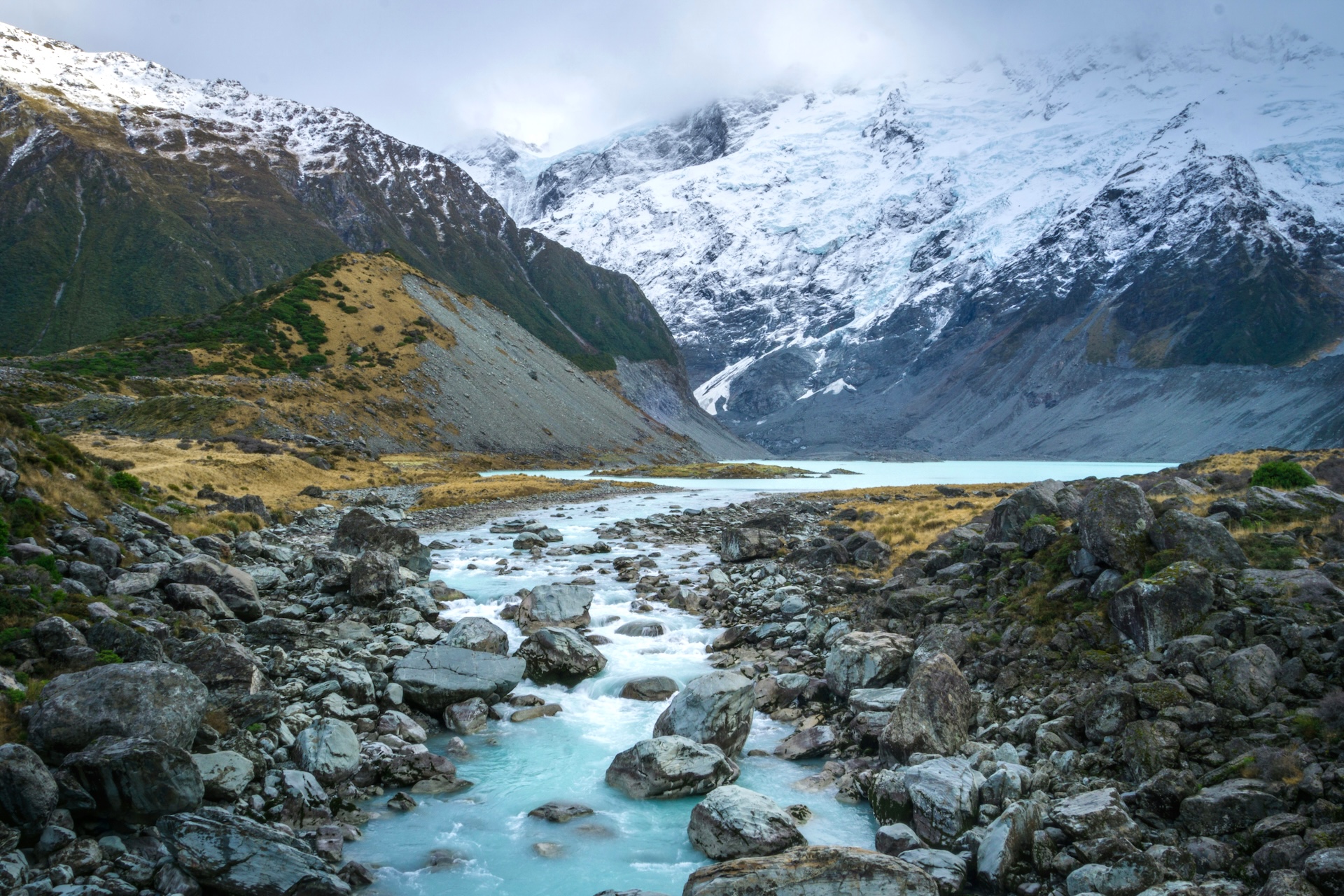 The Splendid South: Hooker Lake at the bottom of Mount Cook